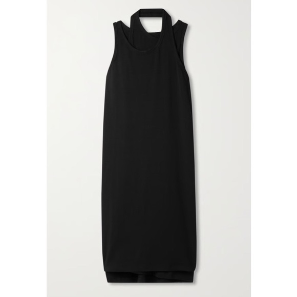 NWT FRANKIE SHOP Dress Layered cotton-blend jersey black midi - Picture 3 of 4